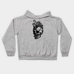 skull with crystal mohawk Kids Hoodie